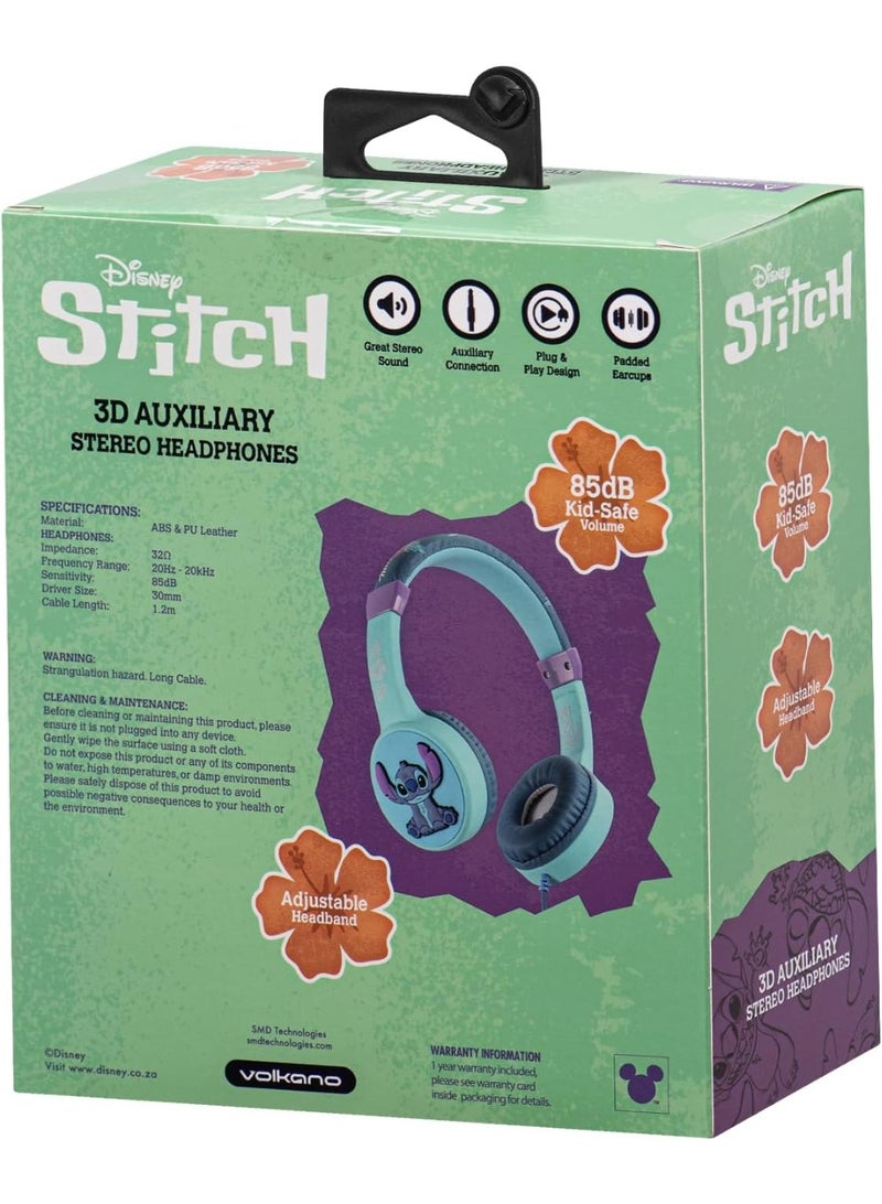 Volkano Disney Stitch 3D Aux Headphone Adjustable Band Padded Earcups for Kids - Image 3